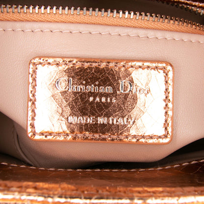 Dior Mini Metallic Crinkled Calfskin Cannage Lady Dior