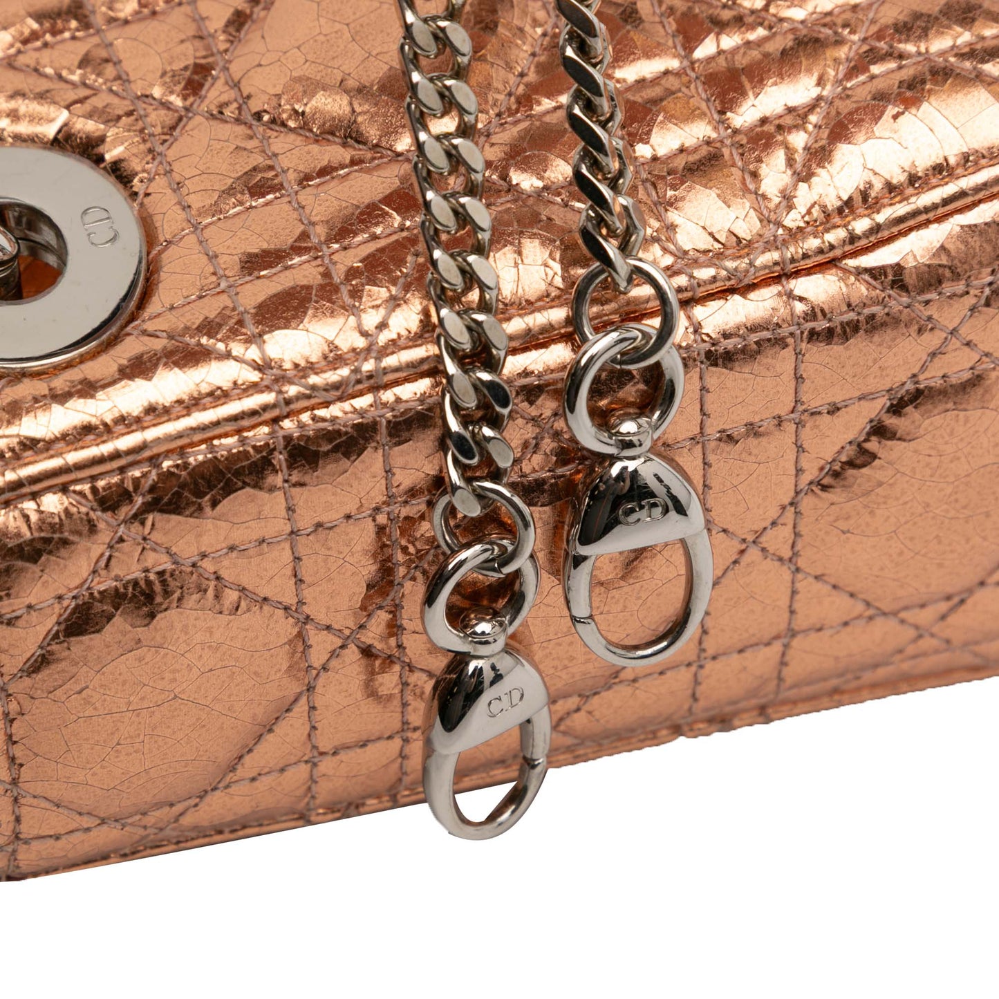 Dior Mini Metallic Crinkled Calfskin Cannage Lady Dior