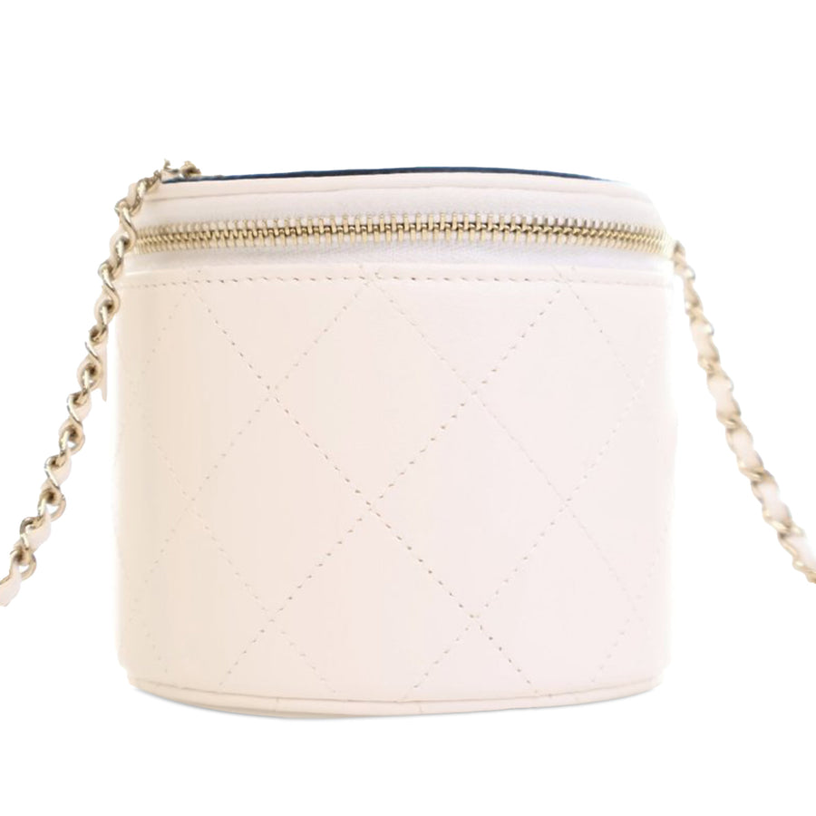 Chanel Cc Lambskin Round Vanity Case