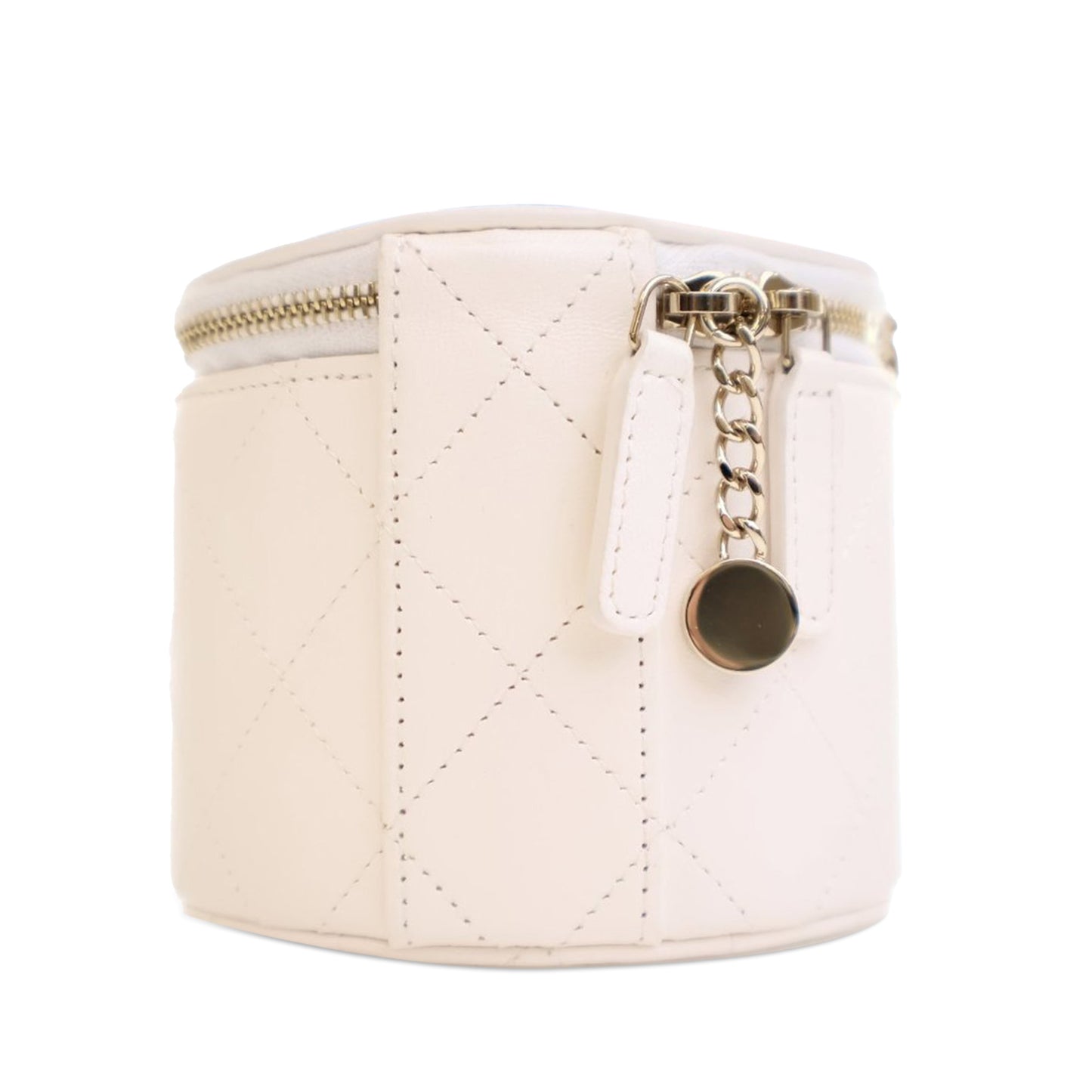 Chanel Cc Lambskin Round Vanity Case