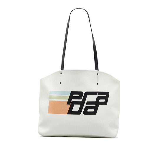 Prada Canapa Racing Logo Shopping Tote