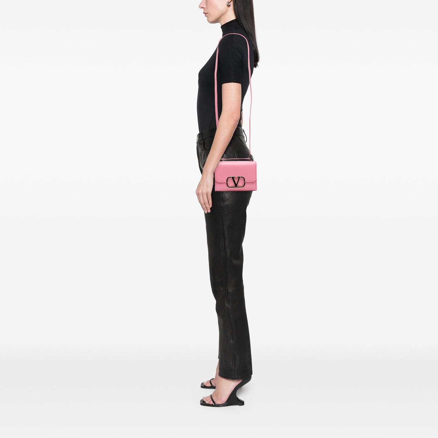 Valentino Small Leather Vlogo Type Crossbody
