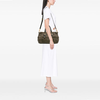 Prada Bicolor Nappa Gaufre Double Zip Satchel