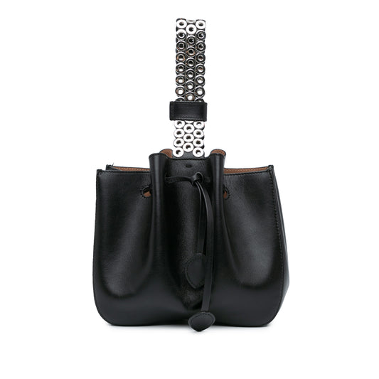 ALAÏA Calfskin Eyelet Bracelet Embellished Bucket Bag (20005)