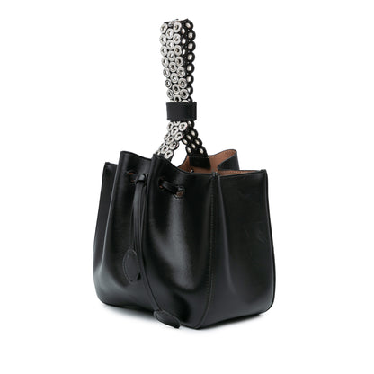 ALAÏA Calfskin Eyelet Bracelet Embellished Bucket Bag (20005)