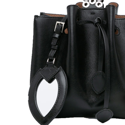 ALAÏA Calfskin Eyelet Bracelet Embellished Bucket Bag (20005)