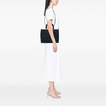 Dior Large Denim Cannage Lady Dior