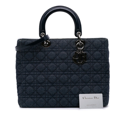 Dior Large Denim Cannage Lady Dior