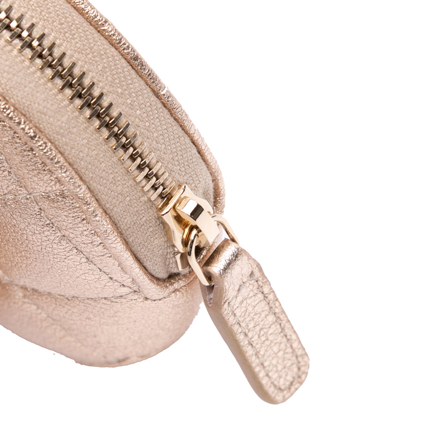 Chanel Metallic Quilted Lambskin Round Clip On Coin Purse Airpods Case