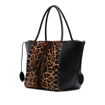 Alaïa Pony Hair And Leather Leopard Printed Le Hinge Tote