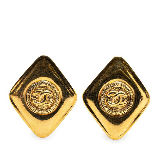 Chanel Gold Plated CC Clip On Earrings (20719)