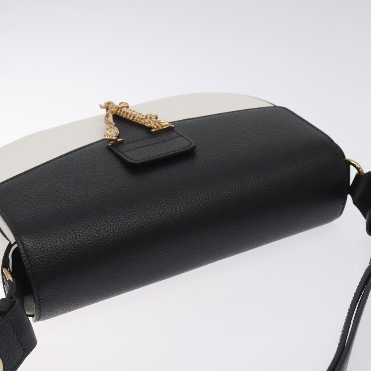 Versace Shoulder Bag Leather Black Gold White