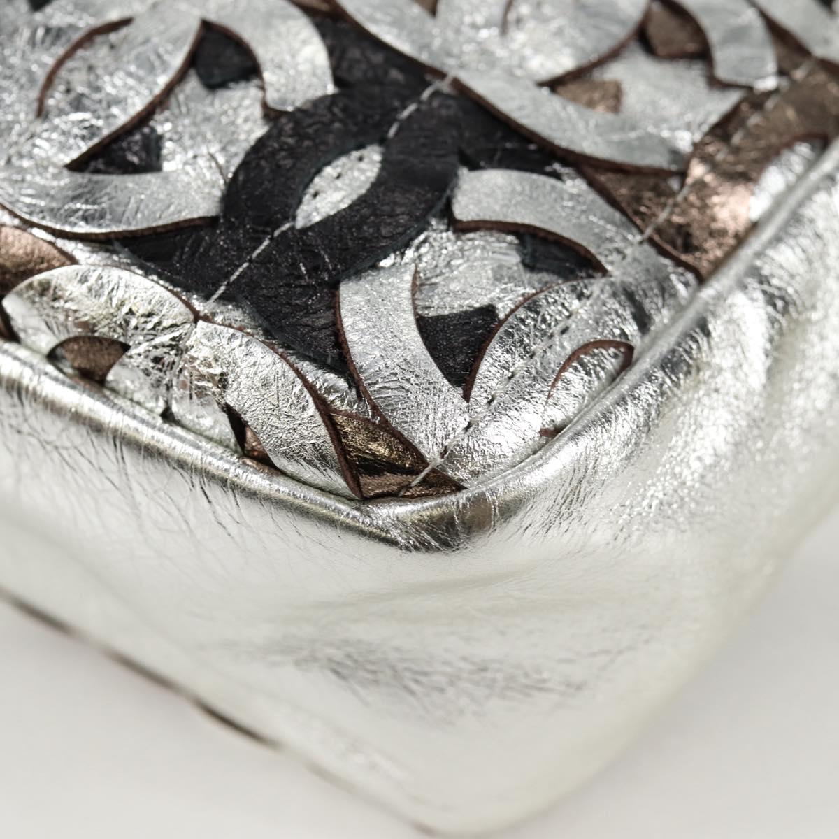 Chanel Chain Matelasse Shoulder Bag Leather Silver Cc