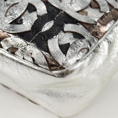 Chanel Chain Matelasse Shoulder Bag Leather Silver Cc