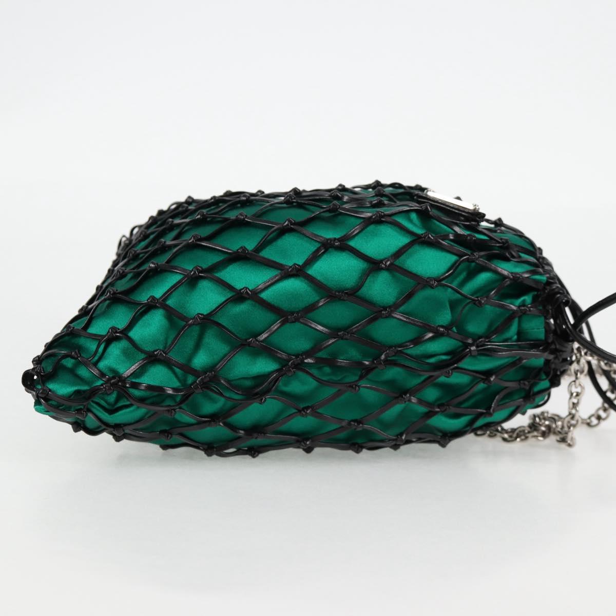 Prada Chain Shoulder Bag Satin Green