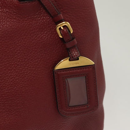 Prada Hand Bag Leather Bordeaux Gold