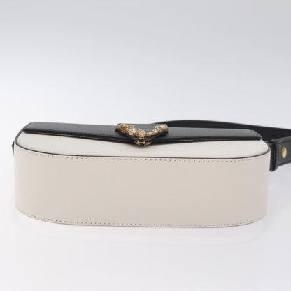 Versace Shoulder Bag Leather Black Gold White