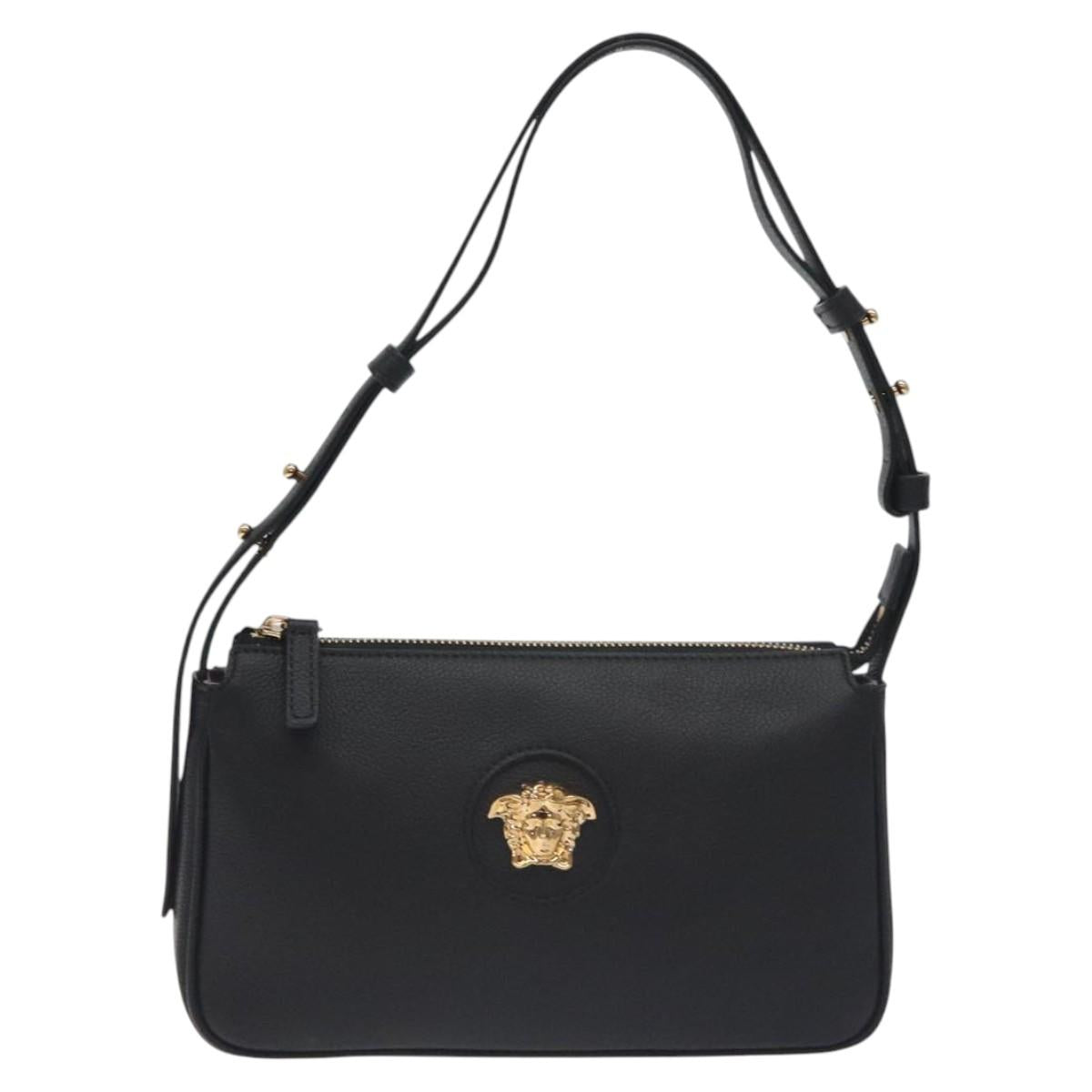 Versace Shoulder Bag Leather Black Gold