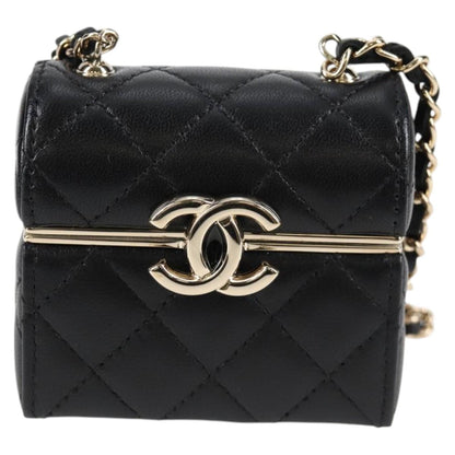 Chanel Matelasse Chain Shoulder Bag Lamb Skin Black Gold Cc