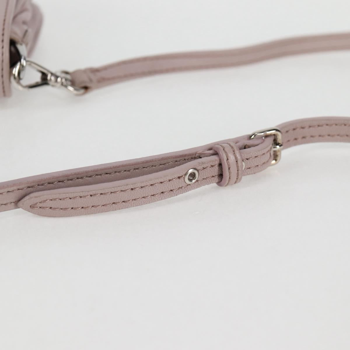 Miu Miu Studs Chain Shoulder Bag Leather Pink Silver