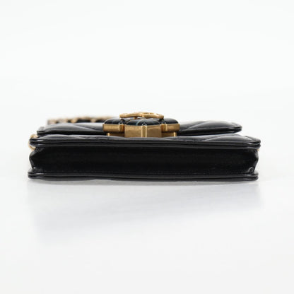 Chanel Matelasse Chain Pouch Shoulder Bag Lamb Skin Black Gold Cc