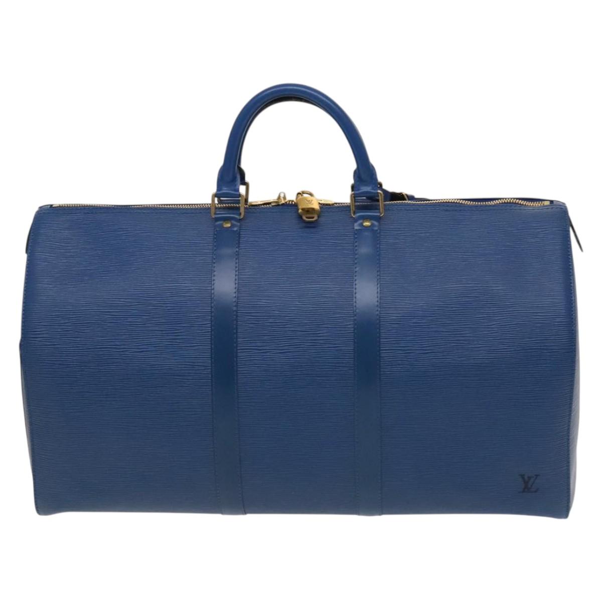 Louis Vuitton Epi Keepall 50 Boston Bag Blue M42965 Lv