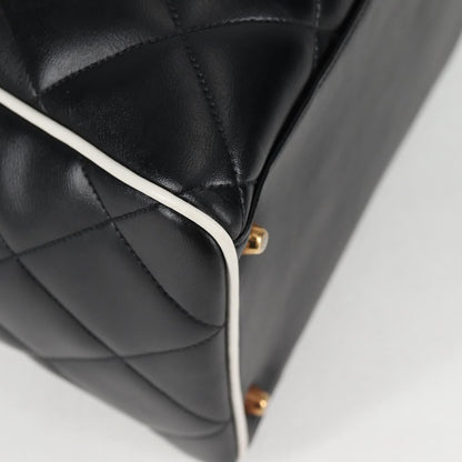 Chanel Matelasse Boston Bag Calf Skin Black Cc