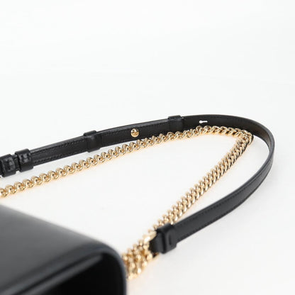 Salvatore Ferragamo Vala Chain Shoulder Bag Leather Black Gold