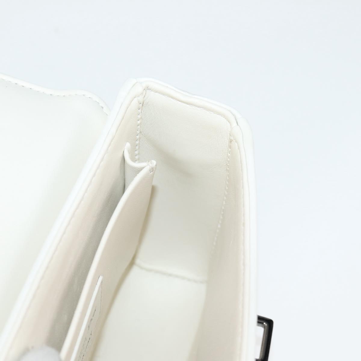Christian Dior Chain Shoulder Bag Leather 2WAY White Silver