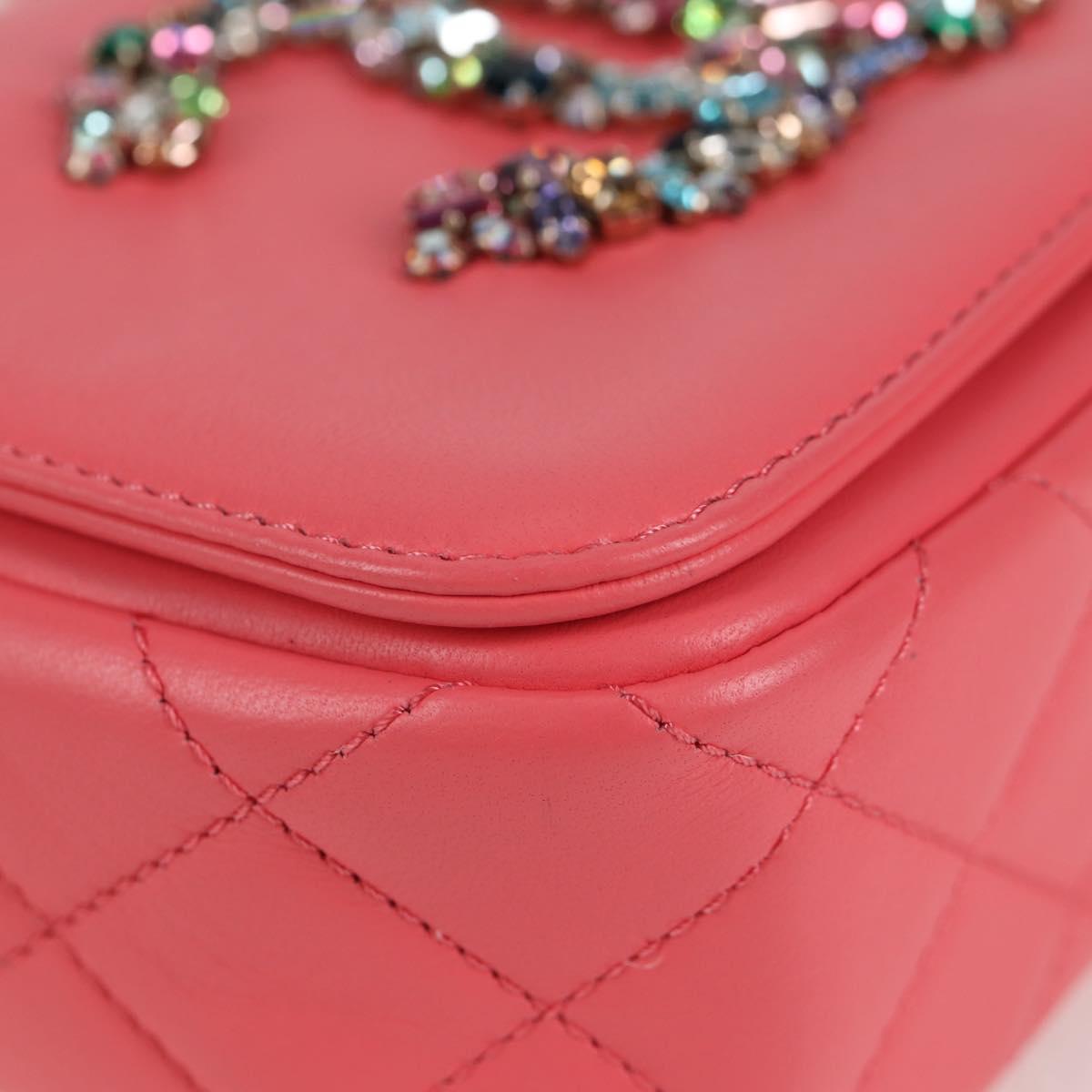 Chanel Matelasse Bijoux Chain Shoulder Bag Lamb Skin Pink Gold Cc