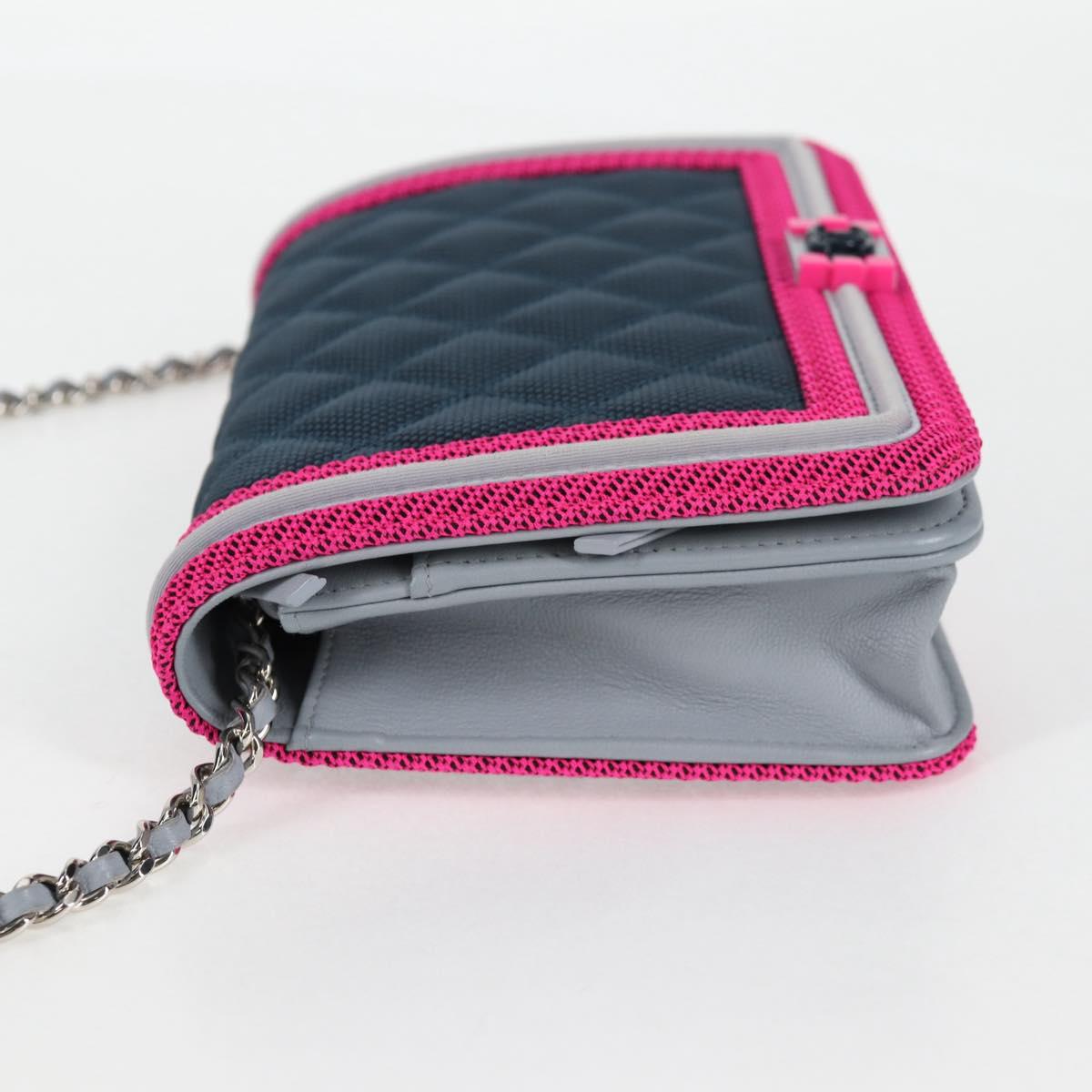 Chanel Chain Matelasse Boy Chanel Shoulder Bag Canvas Navy Cc