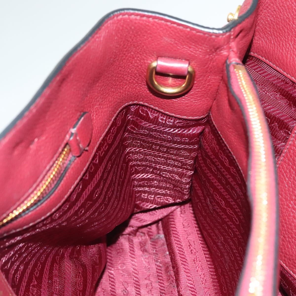 Prada Hand Bag Leather Bordeaux Gold