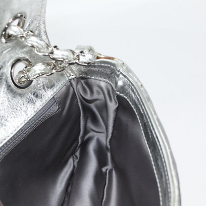 Chanel Chain Matelasse Shoulder Bag Leather Silver Cc