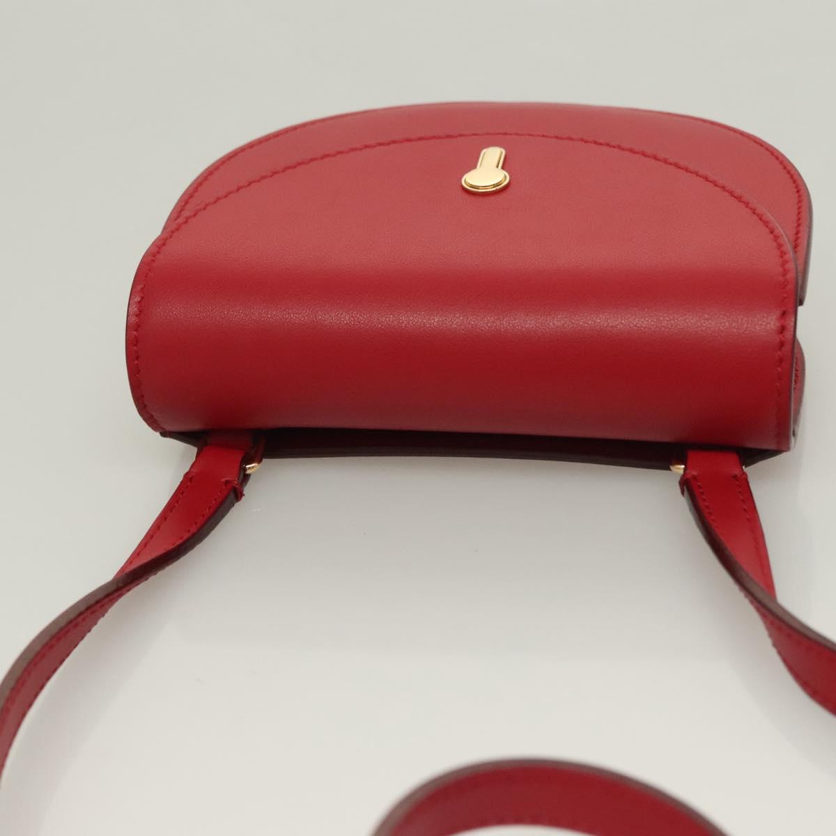 Bally Shoulder Bag Leather Red Gold