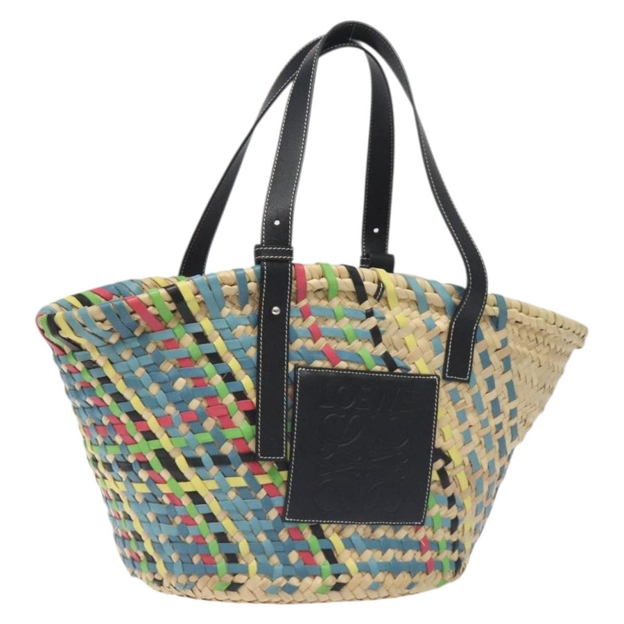 Loewe Basket Bag Large Anagram Bag Raffia Leather Beige Multicolor