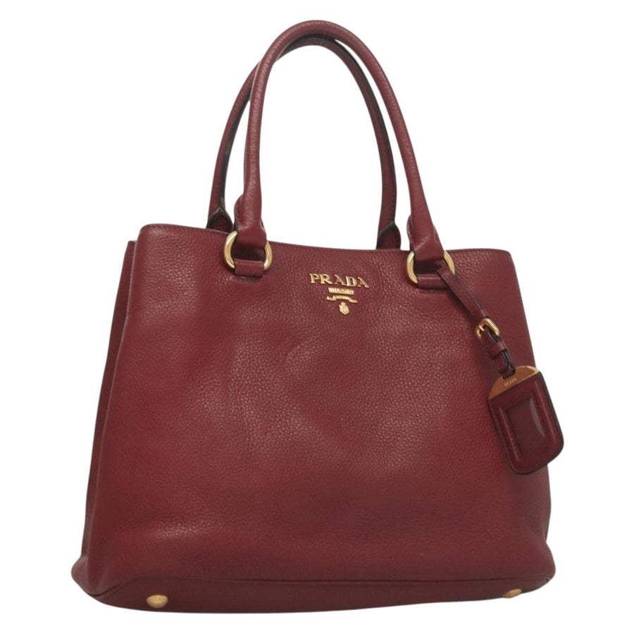 Prada Hand Bag Leather Bordeaux Gold