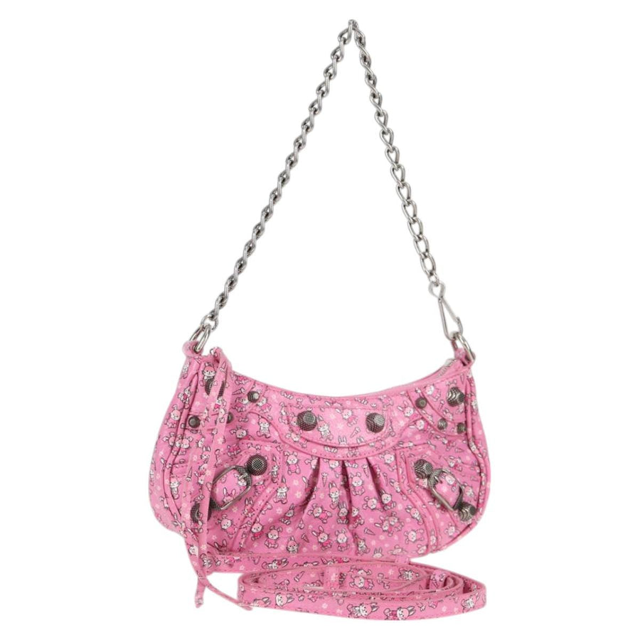 Balenciaga Luka Goal Hand Bag Leather 2WAY Pink Silver 695814