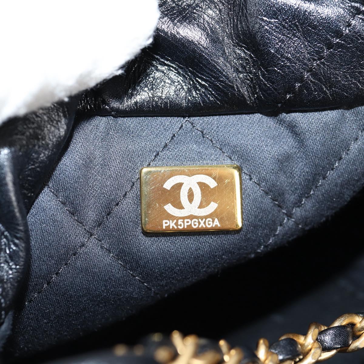 Chanel Chain Chanel 22 Shoulder Bag Leather Black Gold Cc