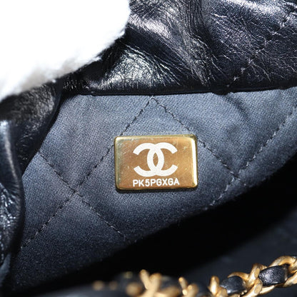 Chanel Chain Chanel 22 Shoulder Bag Leather Black Gold Cc