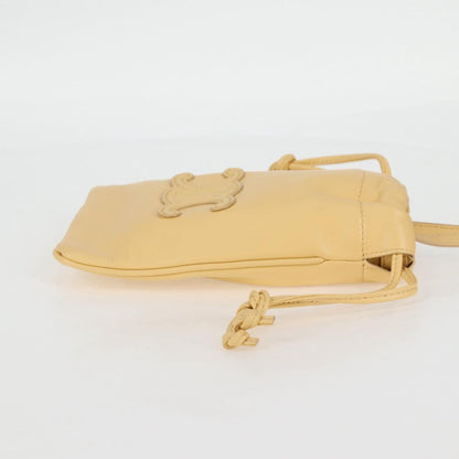 Celine Cuir Triomphe Drawstring Mobile Pouch Leather Yellow