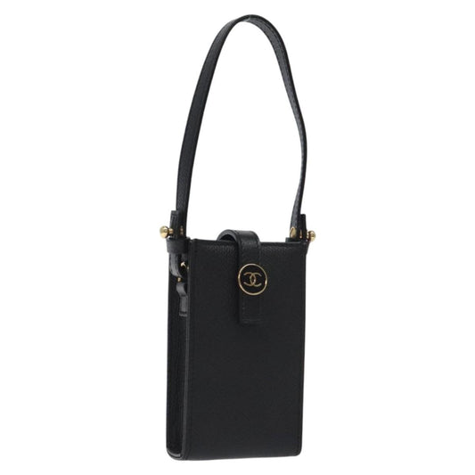 Chanel Cigarette Case Leather Black Gold Cc