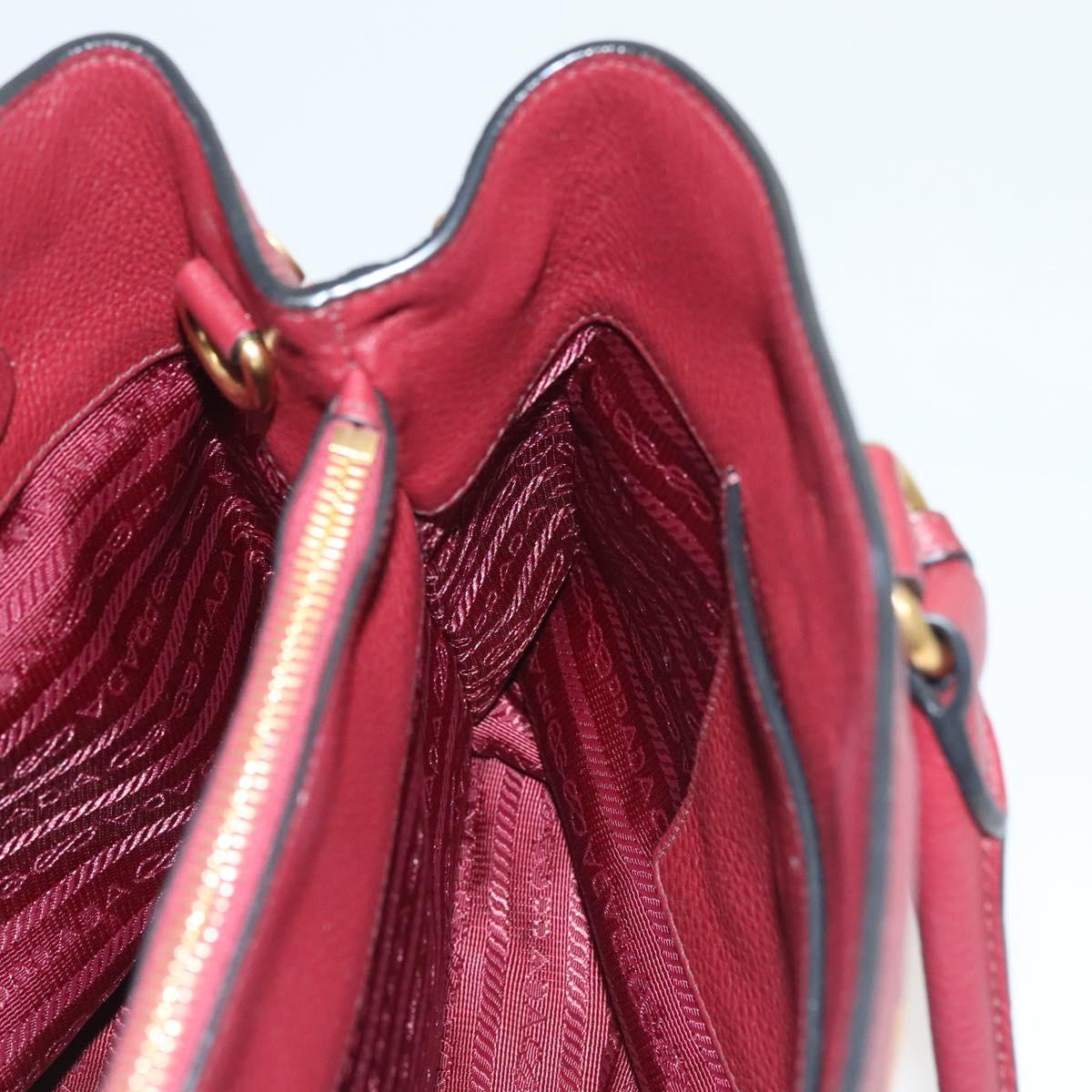 Prada Hand Bag Leather Bordeaux Gold