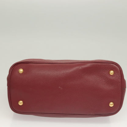 Prada Hand Bag Leather Bordeaux Gold