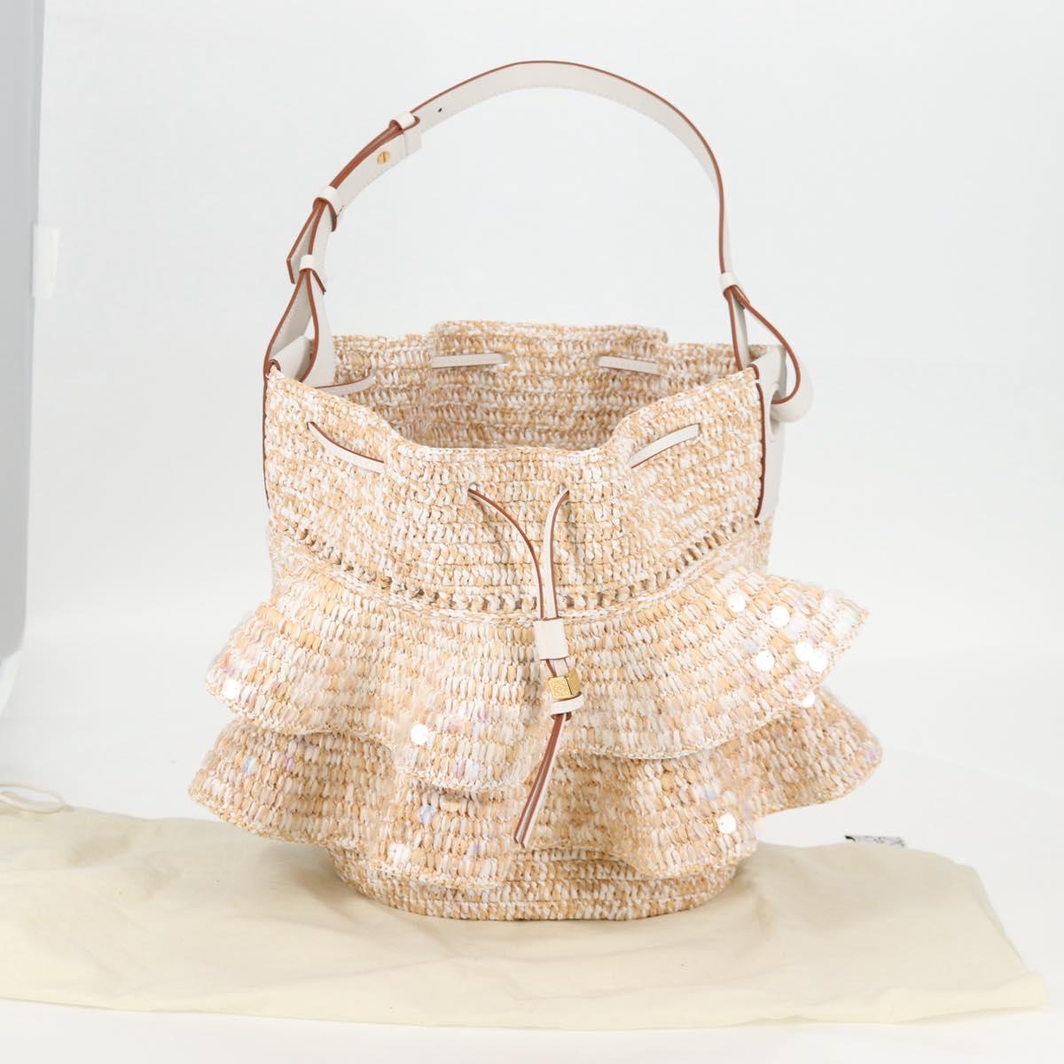 Loewe Sequin Balloon Shoulder Bag Raffia Beige Gold