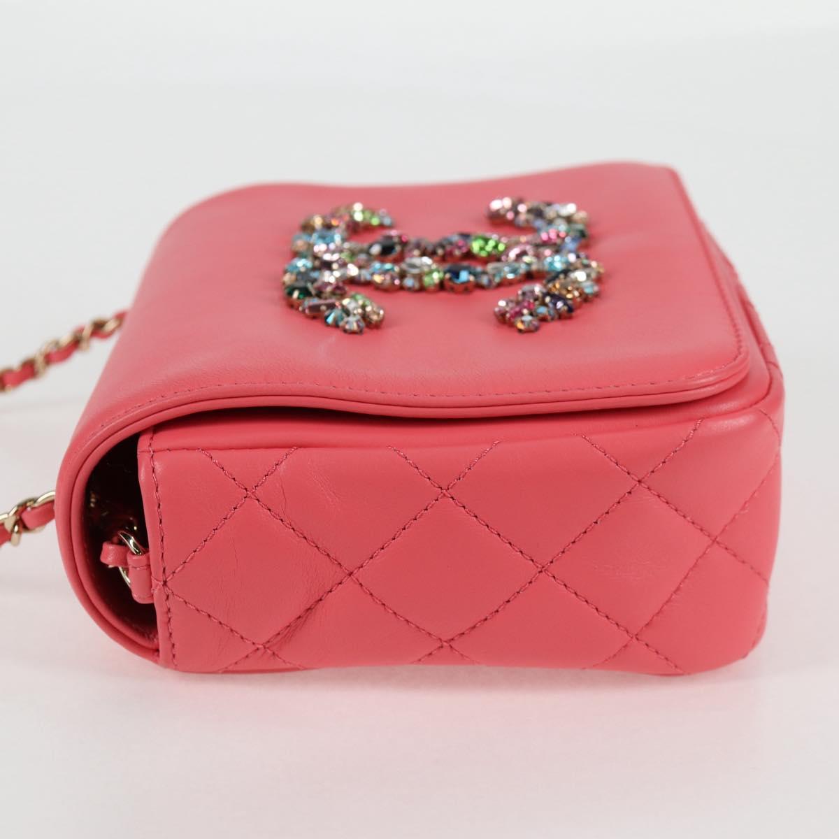 Chanel Matelasse Bijoux Chain Shoulder Bag Lamb Skin Pink Gold Cc