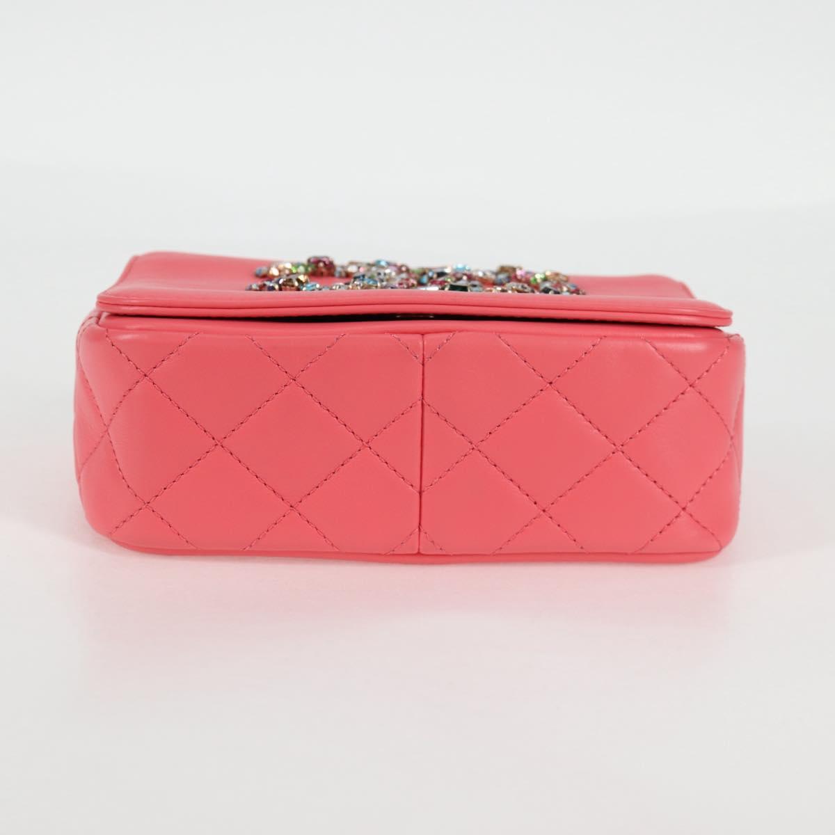 Chanel Matelasse Bijoux Chain Shoulder Bag Lamb Skin Pink Gold Cc