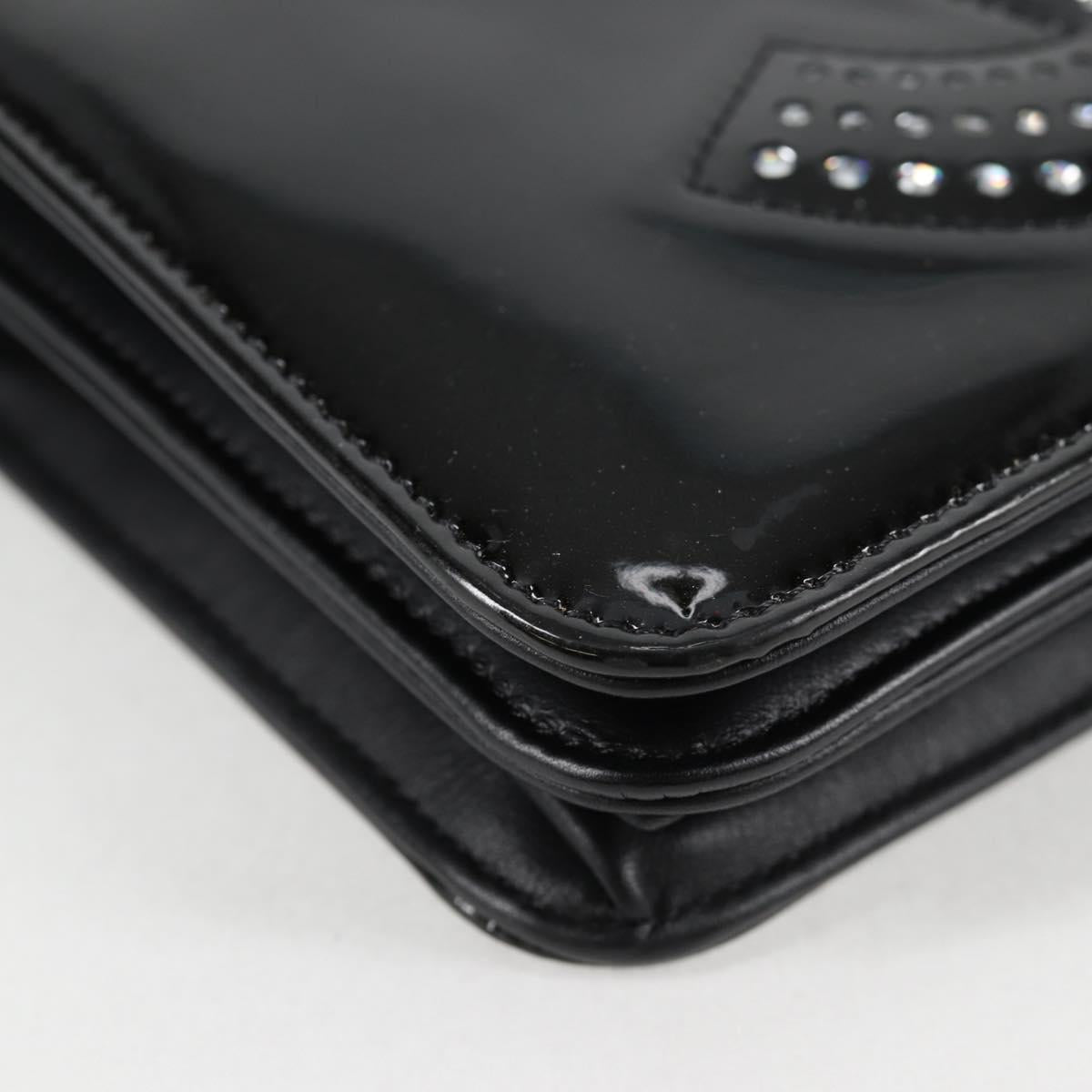 Chanel Chain Shoulder Bag Enamel Black Cc
