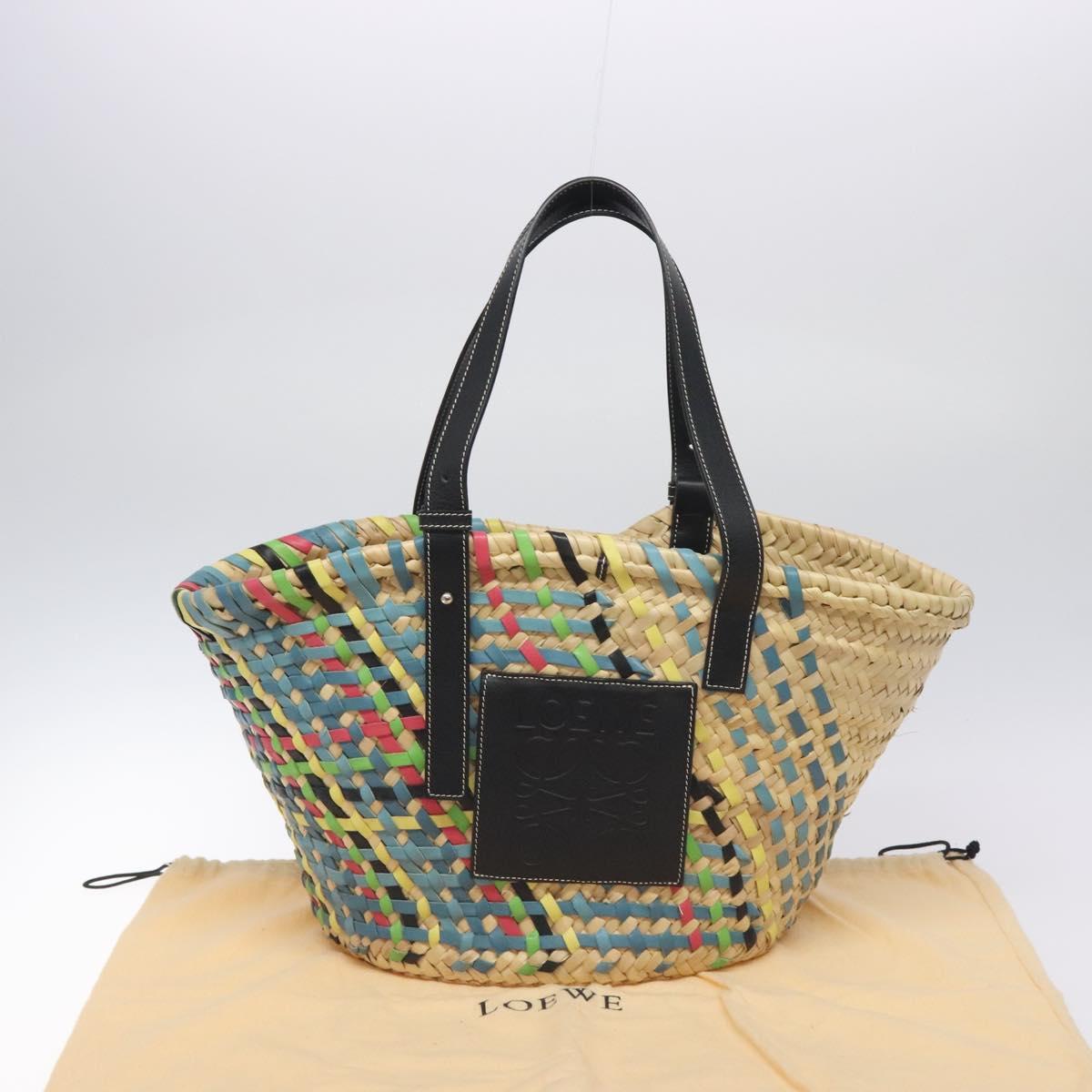 Loewe Basket Bag Large Anagram Bag Raffia Leather Beige Multicolor