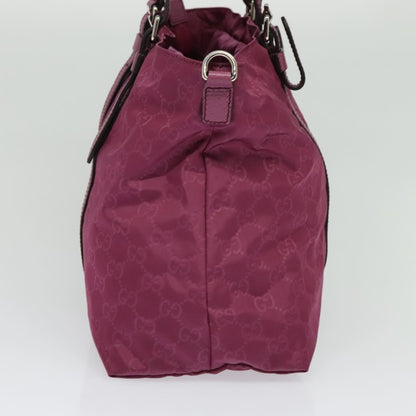 Gucci Gg Canvas Guccissima Hand Bag Nylon 2WAY Pink Silver 387067