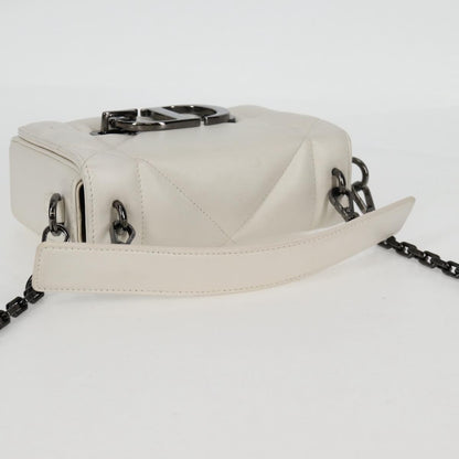 Christian Dior Chain Shoulder Bag Leather 2WAY White Silver